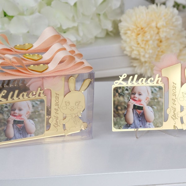 Personalized 1st Birthday Photo Frame Magnet Favors, Party Souvenirs