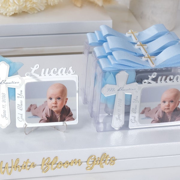 Personalized Christening Favors Baptism Photo Frame Magnet, Mi Bautizo, First Communion Favors, Christening Favors Girl & Boy, Baptism Photo