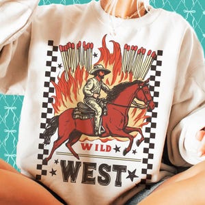 Wilder Westen PNG, Vintage Cowboy-Shirt Png, Retro Rodeo Western-Shirt-Design, Cowboy auf Pferd Sublimation PNG, Trendy Western Png, Trendy Png