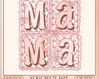 Coquette Mama PNG, Trendy Mama Png, Retro Mama Sublimation, Floral Boho Mama Png, Mother's Day Png Design, Mama Shirt Design, Pink Bow Png