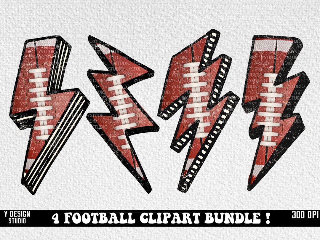Football Lightning Bolt PNG Bundle, Football Clipart, Football Shirt