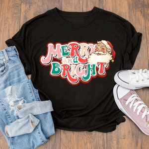 Merry and Bright Png, Retro Christmas Png, Sublimation Design ...
