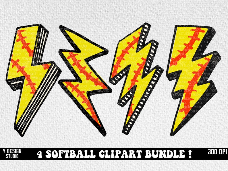 Softball Lightning Bolt PNG Bundle Softball Clipart Softball Etsy UK