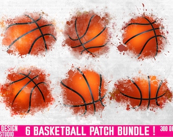 Basketball Patch Bundle Png, 6 Basketball Patches Png, Basketball Patch Png, Basketball Png, Distressed Basketball Png,Instant Download