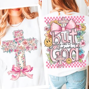 Coquette Chrétienne mais Dieu PNG | Sublimation florale tendance Faith | Noeud rose croix religieux en téléchargement numérique