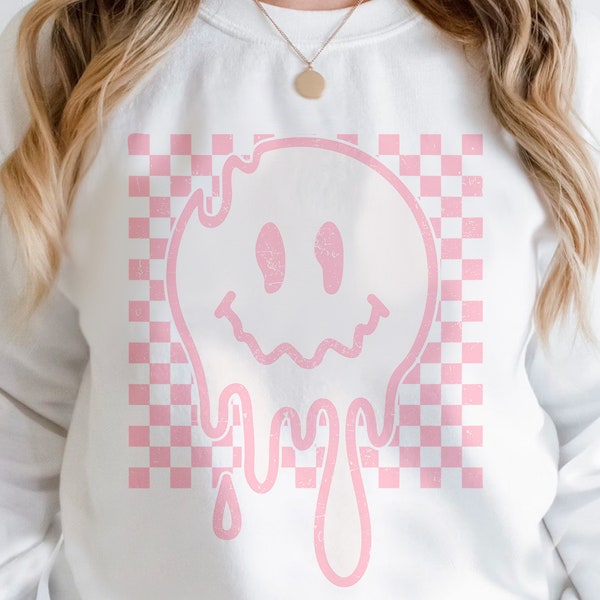 Geruite Smiley Png, Tshirt Design, Retro Sublimatie, Boho png, Retro png, Hippie Sublimatie, Retro Smile Png, Trendy Shirt png, Boho png