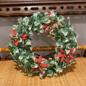 Vintage kunststof Poinsettia 11&quot; vakantiekrans