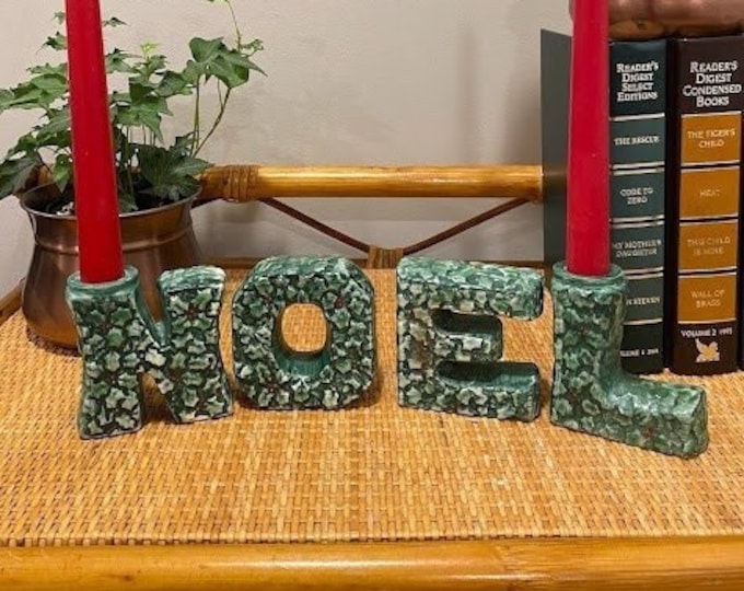 Vintage Lefton NOEL Candle Holders Christmas Midcentury Etsy