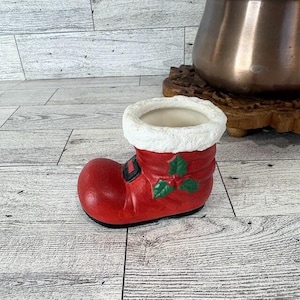 Vintage Santa&#39;s Boot Ceramic Container Planter