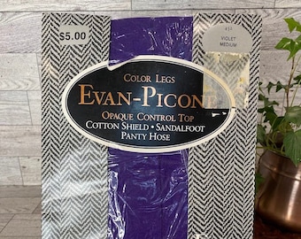 Vintage Evan-Picone Color Legs Opaque Control Top Pantyhose - Violet, Size Medium, Style 452