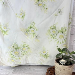 Lenzuolo piatto vintage Springmaid Twin - Biancheria da letto con margherite gialle, anni &#39;60 e &#39;70