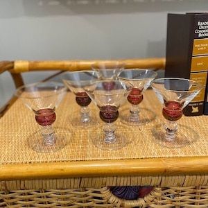 Vintage Tiffin Franciscan Red & Gold Liqueur/Wine Glasses - Set of 6 Glasses, Free Shipping