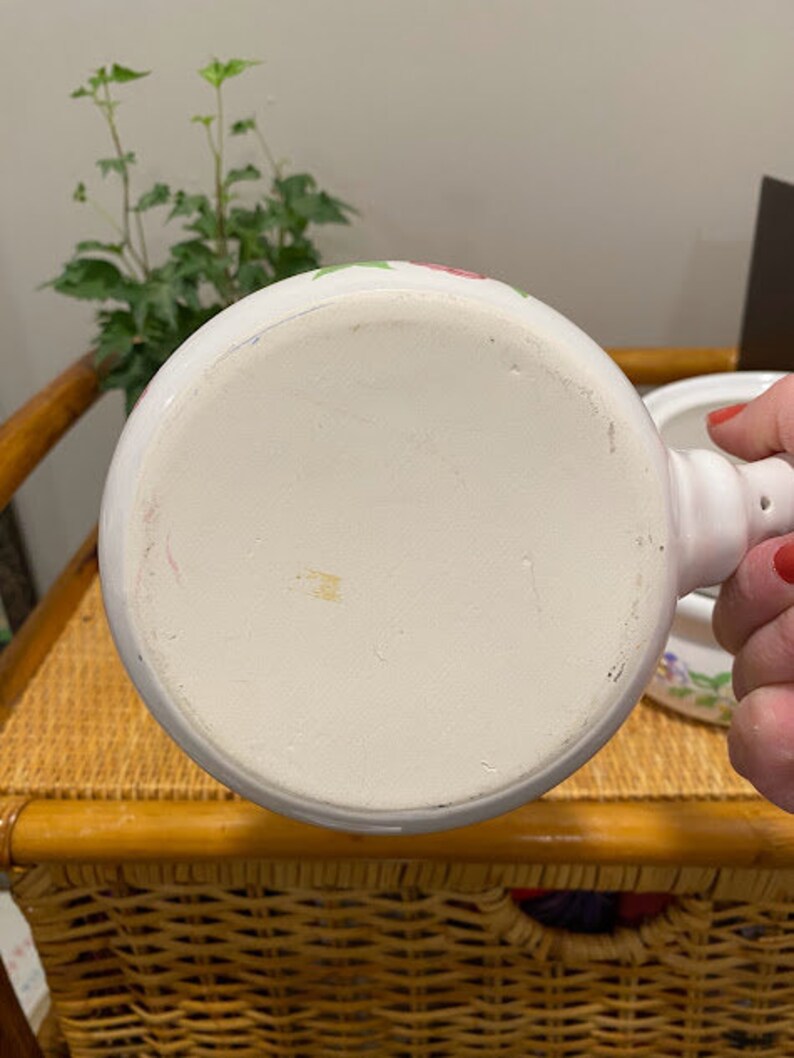 Vintage Soup Mug With Handle Soup Crock With Pansie Floral Etsy