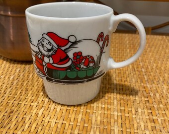 Mug de Noël vintage Père Noël et renne du Japon