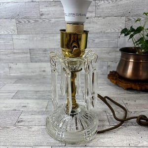 Vintage Art Deco Crystal Glass Table Lamp - FREE SHIPPING