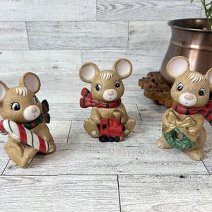 Vintage Homco Christmas Mice - Set of Three Mice Christmas Decoration #5210