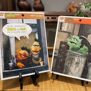 Vintage Whitman Cardboard Frame Tray Children's Puzzles - Lot of Two, Sesame Street
