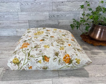 Vintage Floral Pattern Fitted Sheet 60's, 70's - Autumn Colors, Vintage Bed Linens