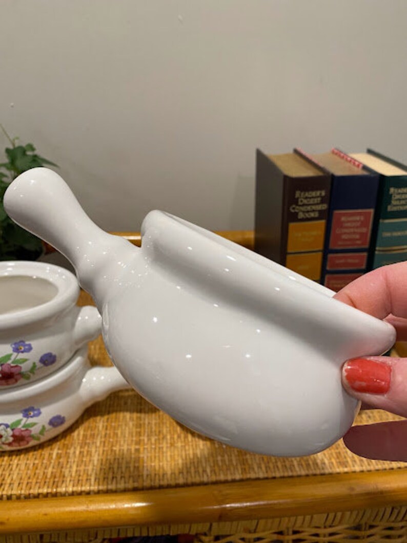 Vintage Soup Mug With Handle Soup Crock With Pansie Floral Etsy