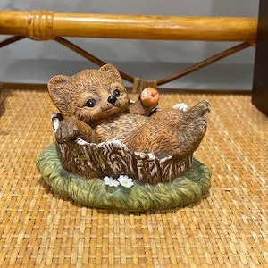 Vintage Homco 1986 Masterpiece Porcelain Figurine - Little Bear, Wildlife Figurines