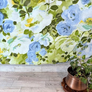 Vintage Cannon Blue Floral Pattern Fitted Sheet - Bed Linen 60&#39;s, 70&#39;s - Twin Sheet