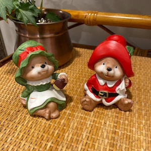 Vintage HOMCO Christmas Bears - Set of Two Bears, Christmas Decoration