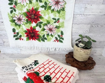 Vintage Christmas Kitchen Hand Towels - Set of Four Assorted Towels