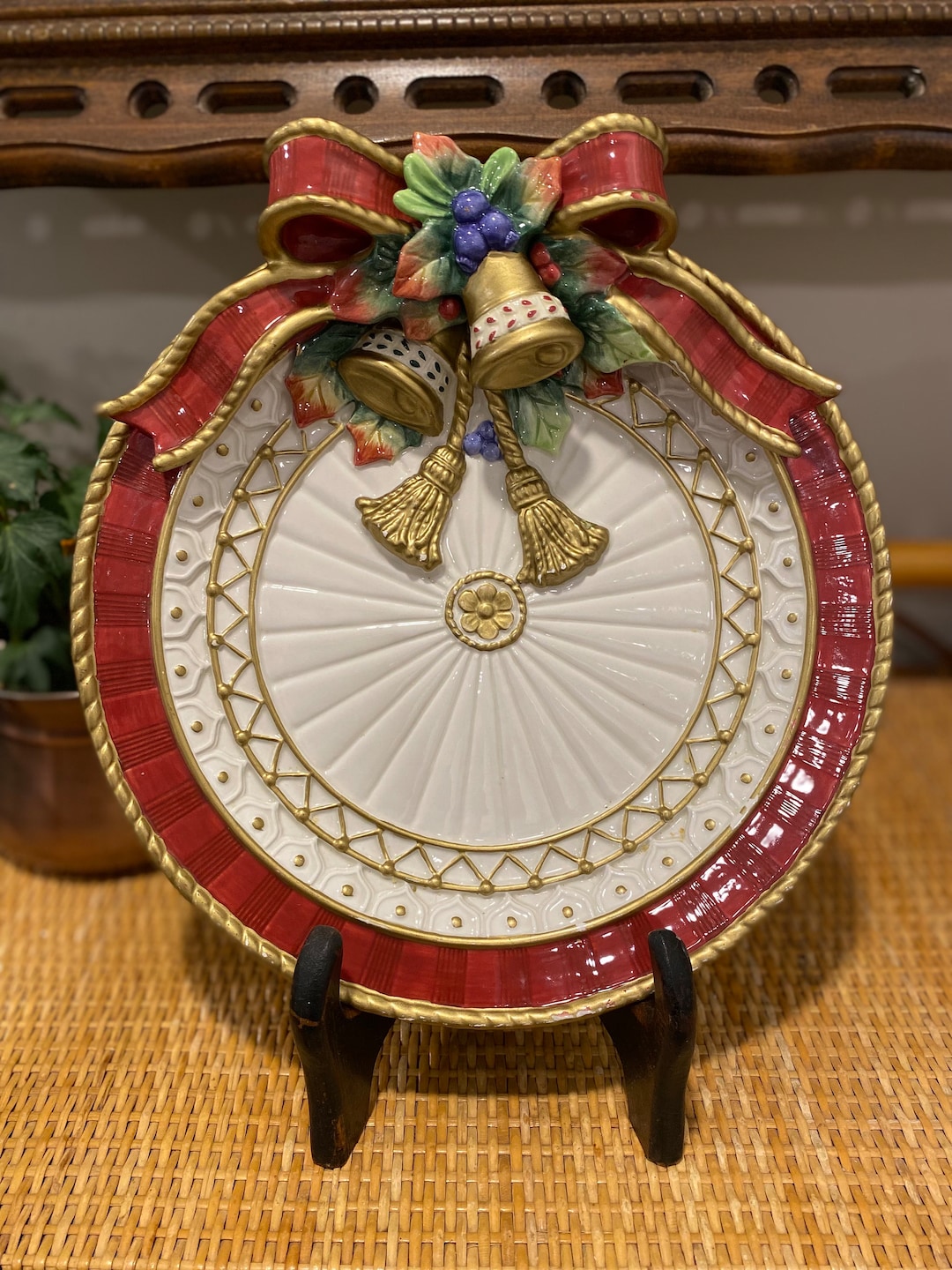 Fitz and Floyd Decorative Christmas Plate Christmas Bell and Etsy
