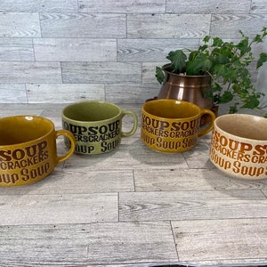 Vintage Ceramic Soup Mugs - &quot;Soup & Crackers&quot;