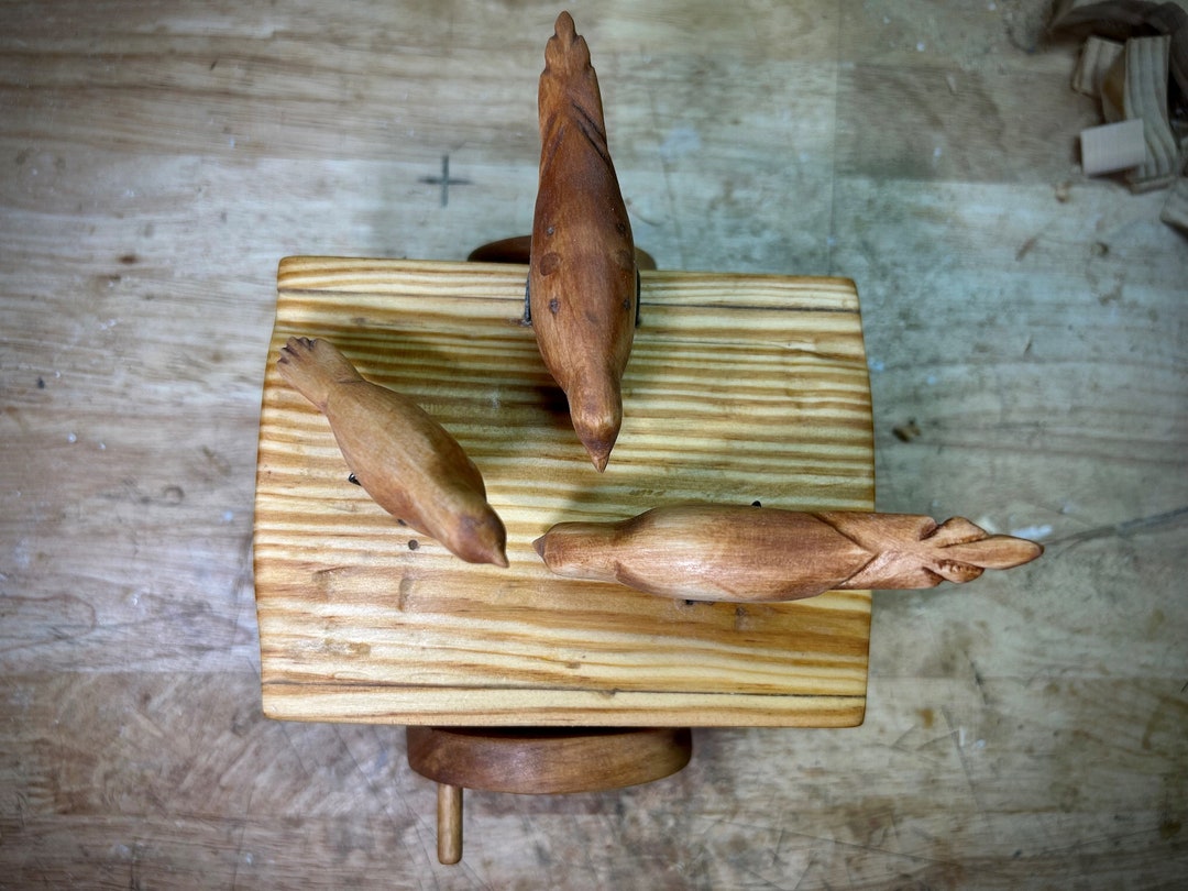 Handcrank Toy Mourning Doves Feeding Etsy