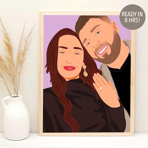 Custom Couple Portrait, Personalized Engagement Gift, Couple Drawing, Cartoon Portrait From Photo, Faceless Portrait, Marriage Proposal Gift