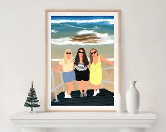 Personalized Cartoon Portrait, Custom Friend Gift (Digital Download