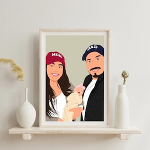 Personalized Family Portrait, Cartoon Portrait, Custom Family Illustration, Faceless Portrait, Portrait From Photo, Personalized Drawing