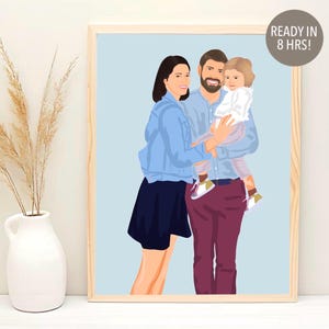 Custom Cartoon Portrait, Family Illustration, Faceless Portrait Print, Portrait From Photo, Personalized Family Gift, Custom Illustration