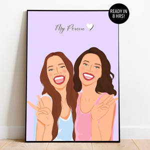 Custom Friend Portrait, Birthday Gift For Her Best Friend, Custom Faceless Portrait, Best Friend Gift, Cartoon Portrait, Personalized Gift