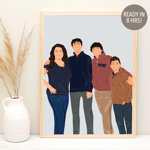 Custom Family Portrait, Cartoon Portrait, Gift For Christmas, Faceless Portrait, Family Illustration, Personalized Portrait, Family Gift
