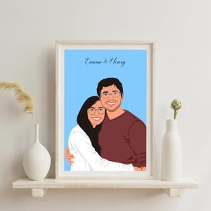 Custom Couple Drawing, Cartoon Portrait, Boyfriend Birthday Gift, Couple Illustration, Personalized Gift For Him, Portrait From Photo