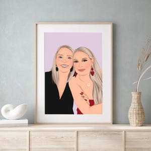 Best Friend Portrait, Custom Illustration, Best Friend Birthday Gift, Cartoon Portrait, Gift for Sister, Drawing from Photo image 9