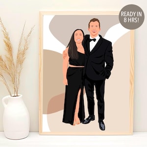 Indywidualny portret bez twarzy, Indywidualny portret dla pary, Wydruk portretu bez twarzy, Portret pary z kreskówek, Indywidualna ilustracja, Rysunek pary