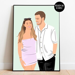 Paar Porträt vom Foto, Gesichtslose Porträt Druck, Jubiläumsgeschenk für Freund, Paar Zeichnung, Cartoon Porträt, individuelles Paar Geschenk
