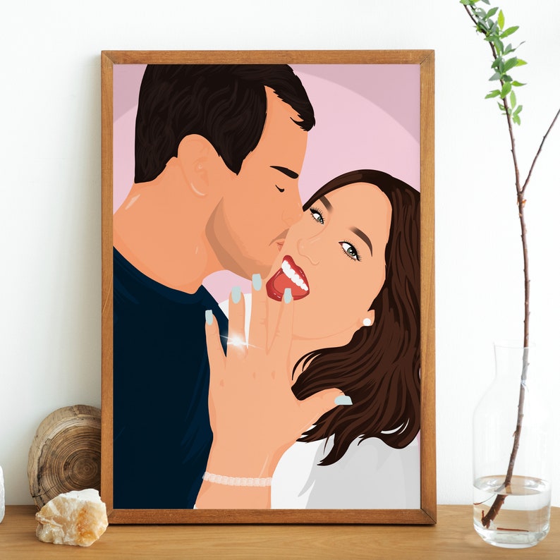 Faceless Couple Portrait, Custom Faceless Portrait, Boyfriend Birthday Gift, Family Portrait illustration, Minimalist Couple Drawing 画像 3