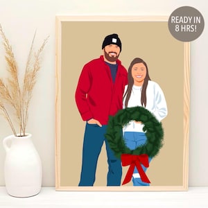 Cartoon Paar Porträt, Freund Geburtstagsgeschenk, Benutzerdefinierte Paar Illustration, Jubiläumsgeschenk für ihn, Benutzerdefinierte Porträt, Ferngeschenk