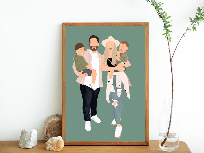 Portrait de couple sans visage, Portrait sans visage personnalisé, cadeau d'anniversaire de petit ami, illustration de portrait de famille, dessin de couple minimaliste image 4