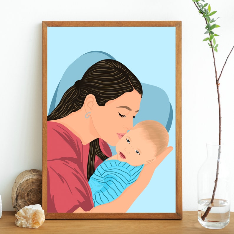 Portrait de couple sans visage, Portrait sans visage personnalisé, cadeau d'anniversaire de petit ami, illustration de portrait de famille, dessin de couple minimaliste image 2