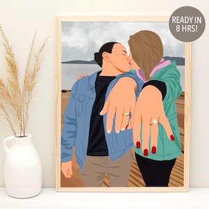 regalo di fidanzamento personalizzato, ritratto senza volto, ritratto di coppia, disegno di coppia, disegno di fidanzamento, regalo per coppia, proposta di matrimonio, regalo Bff