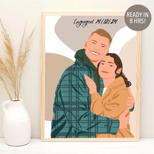 Couple Portrait From Photo, Engagement Gift For Her, Custom Portrait, Cartoon Portrait, Personalized Gift For Girlfriend, Faceless Portrait