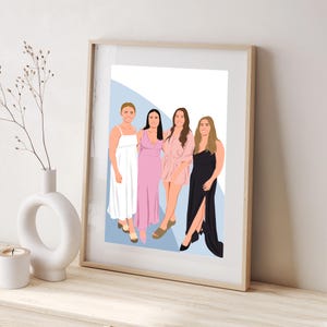 Best Friend Portrait, Custom Illustration, Best Friend Birthday Gift, Cartoon Portrait, Gift for Sister, Drawing from Photo image 10