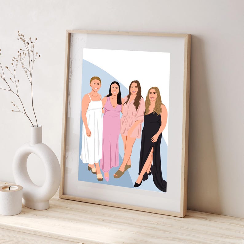 Best Friend Portrait, Custom Illustration, Best Friend Birthday Gift, Cartoon Portrait, Gift for Sister, Drawing from Photo image 10