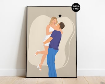 Portrait sans visage, cadeau pour couple, portrait de couple, dessin de fiançailles, portrait de petit ami, cadeau personnalisé, portrait de famille, cadeau sans visage