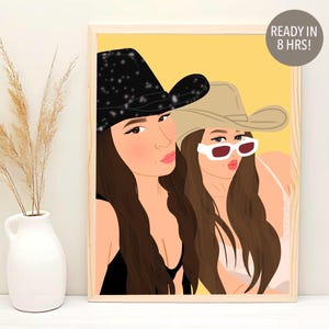 Retrato de melhor amiga, retrato personalizado, presente de Natal para melhor amiga, impressão de retrato sem rosto, presente personalizado para melhor amiga, presente para melhor amiga